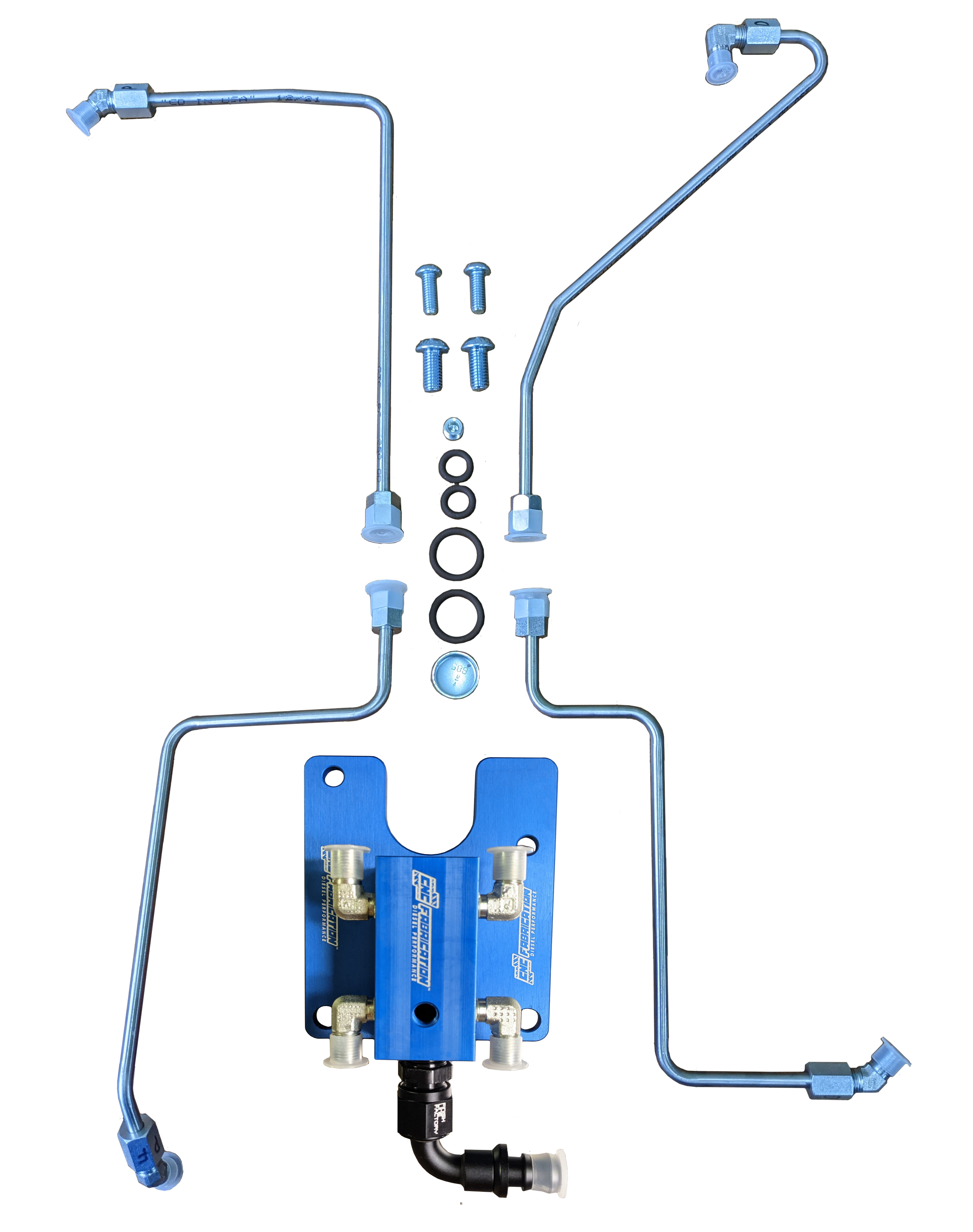 94.5-98.5 7.3L CNC Fab 4-Line Feed Valley Mount Fuel Line Kit - 42201X ...