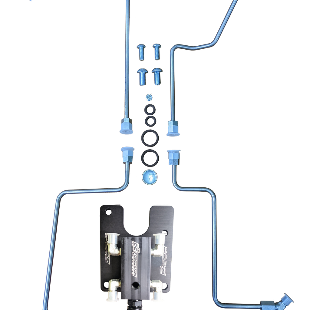 99.5-03 7.3L CNC Fabrication 4-Line Feed Valley Fuel Line Kit - 422017 ...